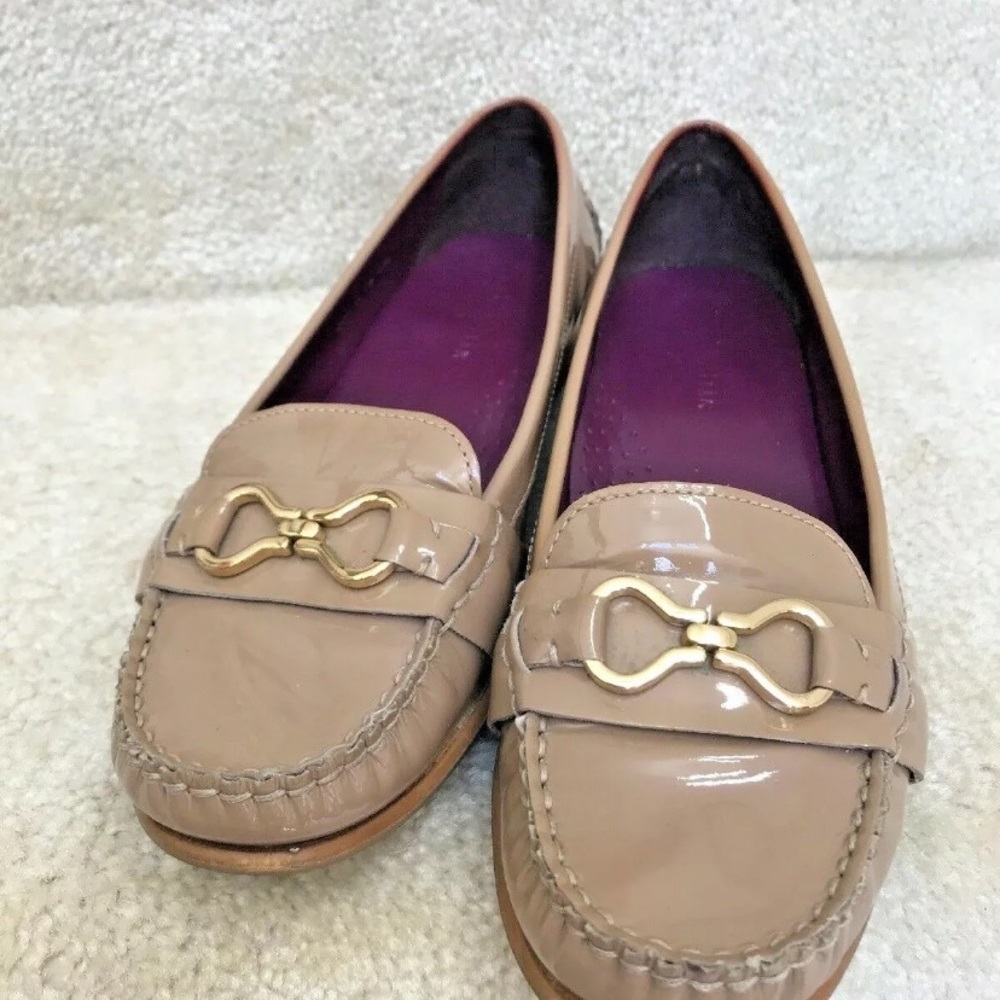 Cole Han 7.5 Horse Bit Tan Beige Patent Leather